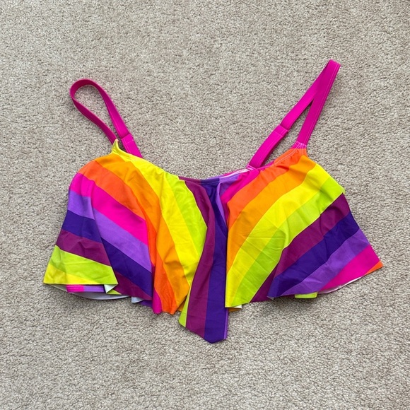 Torrid Wireless Flounce Muted Rainbow Bikini Top Swimsuit Size 2X - Picture 3 of 8